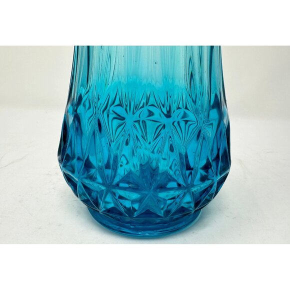 L.E. SMITH NESTING TRIANGLE 14.5" Swung Vase #1153 PEACOCK BLUE Fayette Glass - Picture 7 of 11